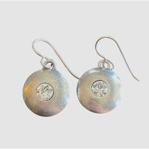 Rook + Crow by Patricia Locke Round Silver Tone Crystal Earrings